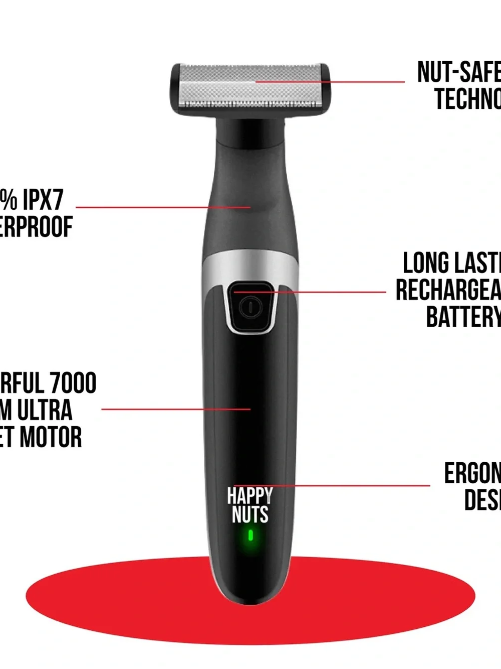 Happy Nuts The Ballber Electric Hair Trimmer - Red